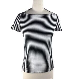 Kate Spade Saturday Black and White Striped Tee, Size XS